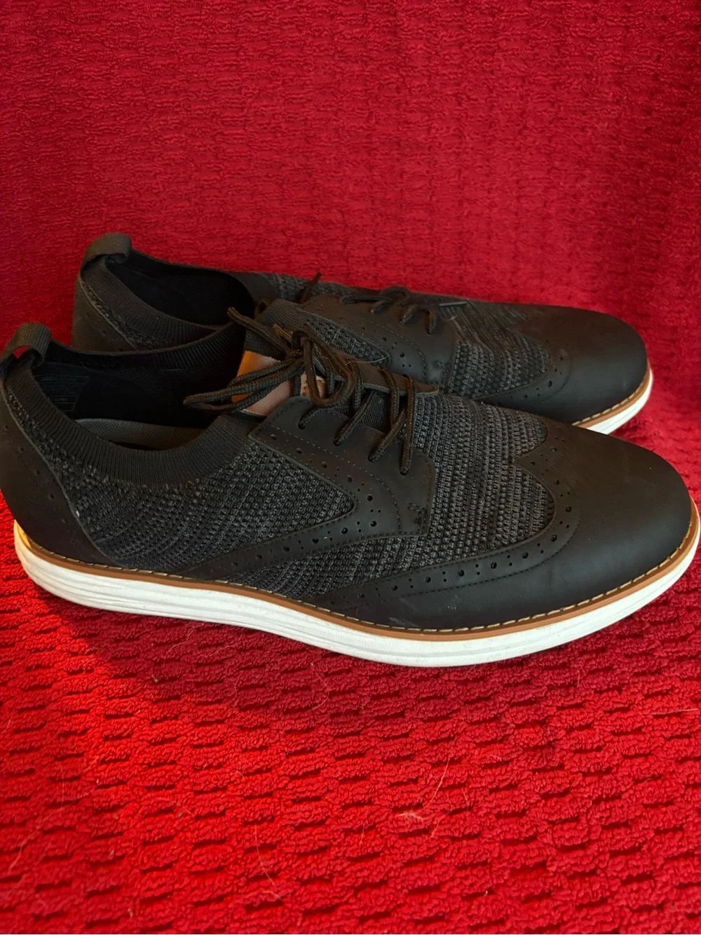 Men's Black Knit Wingtip Derby Oxfords